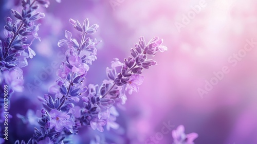 Lavender flowers blooming in soft purple light