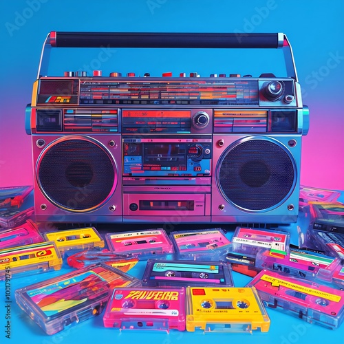 Cassette Tapes and Boombox