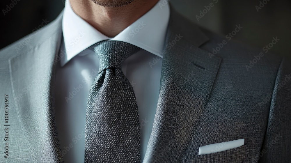 Grey suit close up of male model with generative ai