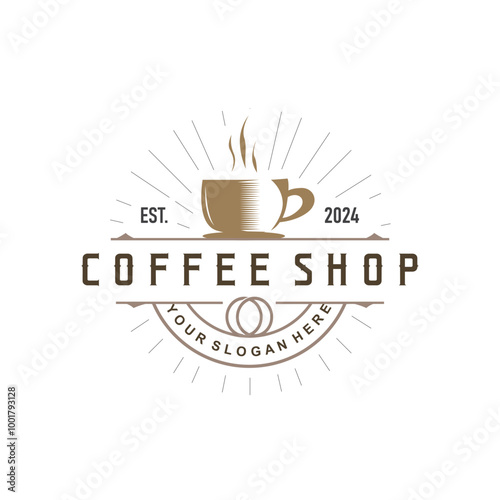 vintage retro design logo coffee bean drink simple concept illustration template
