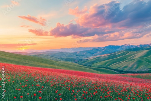 Wild flowers in the Peak District National Park, Baslow, Derbyshire, backlit at sunrise