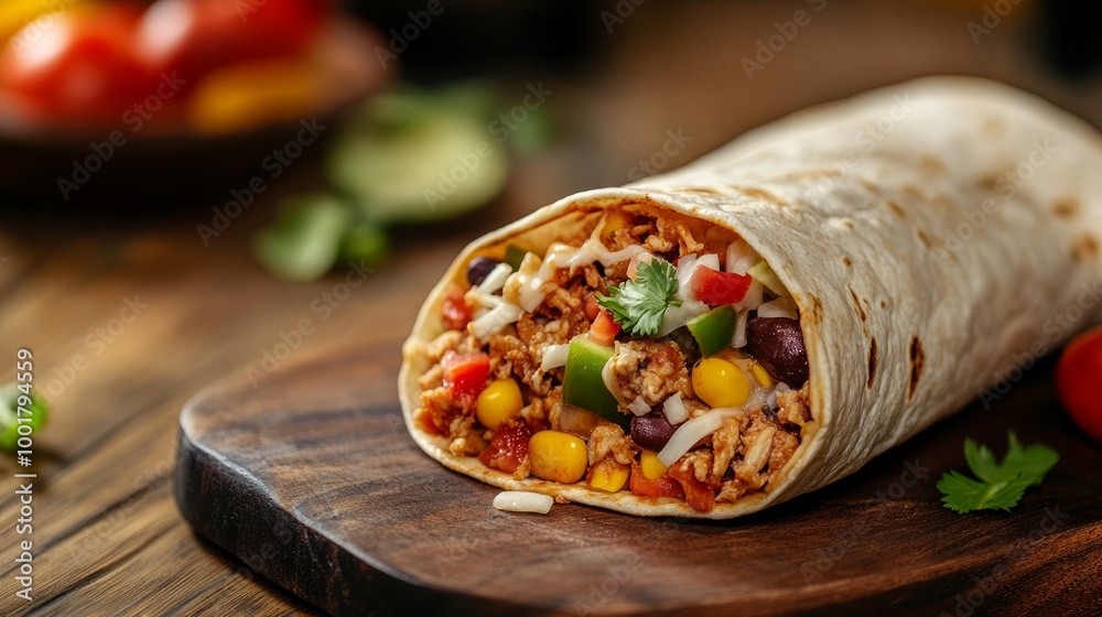 Mexican burrito. Food background Mexican burrito. Food background
