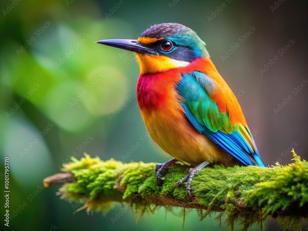 Elegant Black and White Bird Perched Gracefully on a Branch in a Serene Natural Environment Elegant Black and White Bird Perched Gracefully on a Branch in a Serene Natural Environment