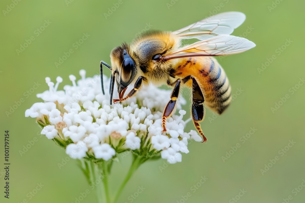 In the wild, a cowparsley or hogweed plant produces open white flowers, where honeybees collect pollen. In the wild, a cowparsley or hogweed plant produces open white flowers, where honeybees collect pollen.