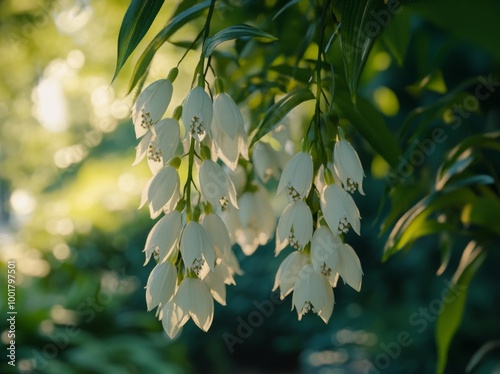 Flowers of a giant yucca, close-up photo