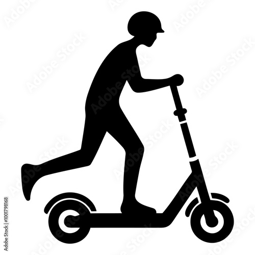 Man on Kick push Scooter Icon