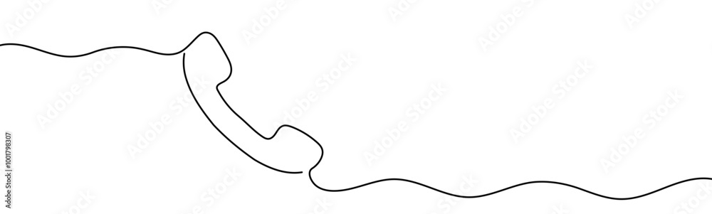 Continuous lines telephone space for text. Telephone handset Continuous lines telephone space for text. Telephone handset