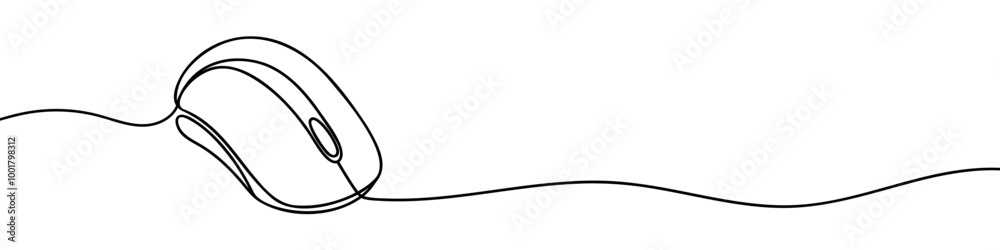 Computer mouse continuous one line drawing. Computer mouse continuous one line drawing.