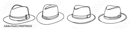Set of hat sketch drawn. Isolated on white background vector illustration