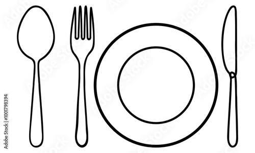 spoon fork plate knife Icon Vector Illustration Design