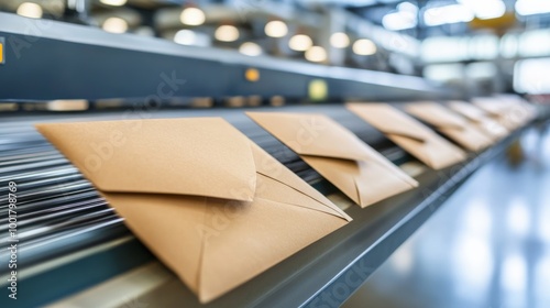 Envelopes on Conveyor Belt in Sorting Facility