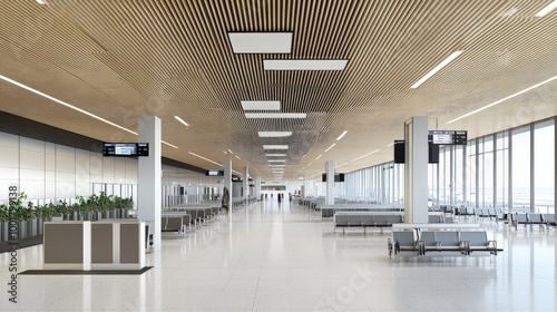 Modern Airport Terminal with Sleek Interior Design and Minimalist Style