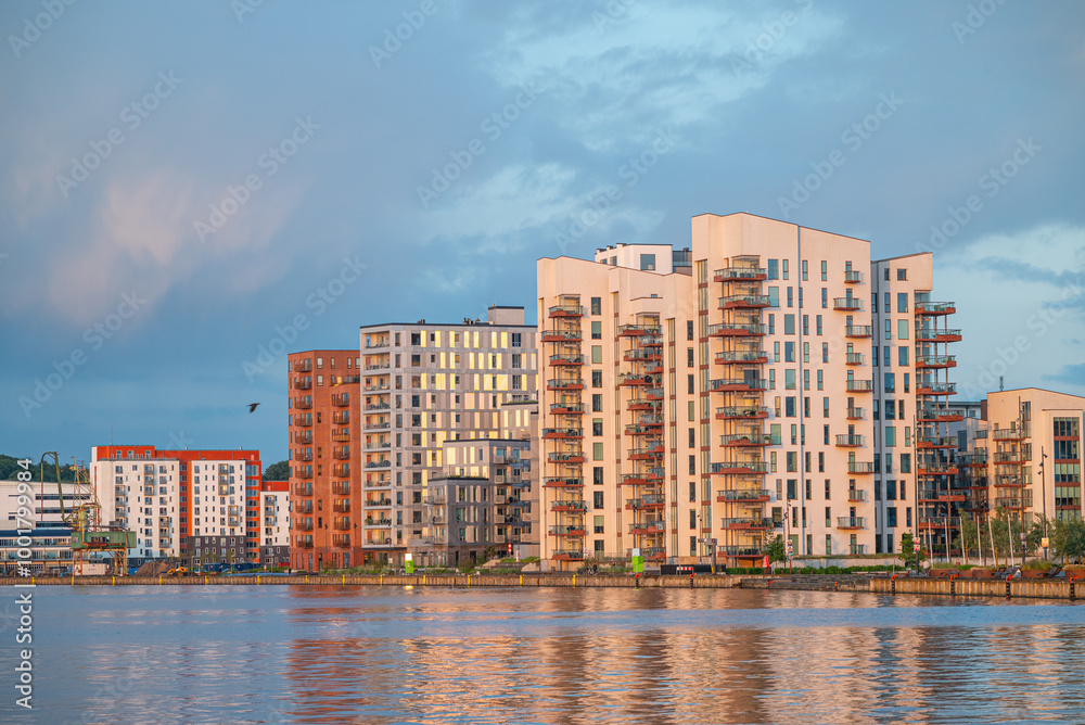 Fototapeta premium skyline of city of aalborg in Denmark