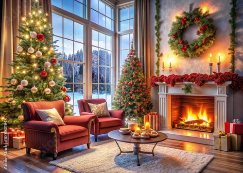 Elegant Winter Holiday Decor with Festive Touches, Cozy Atmosphere, and Seasonal Cheerful Elements