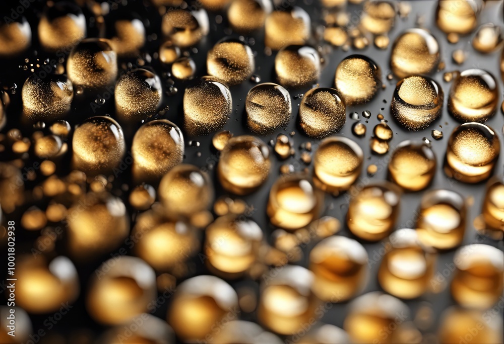Macro shot of golden droplets Macro shot of golden droplets