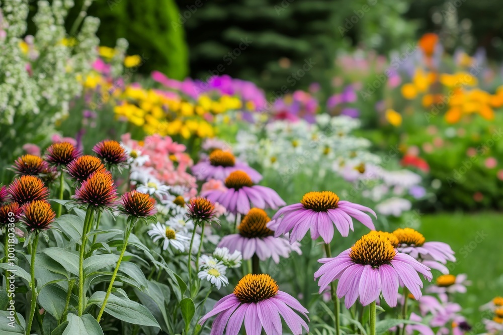 The purple coneflower in a Cape Cod garden. Sandwich, Cape Cod, Massachusetts. The purple coneflower in a Cape Cod garden. Sandwich, Cape Cod, Massachusetts.