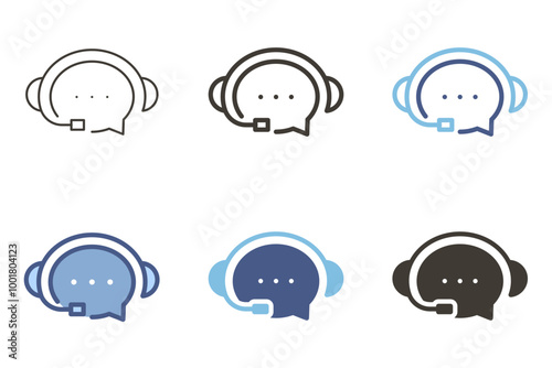 Customer service headset speech bubble vector icon. Support, communication, help. Call center graphic element
