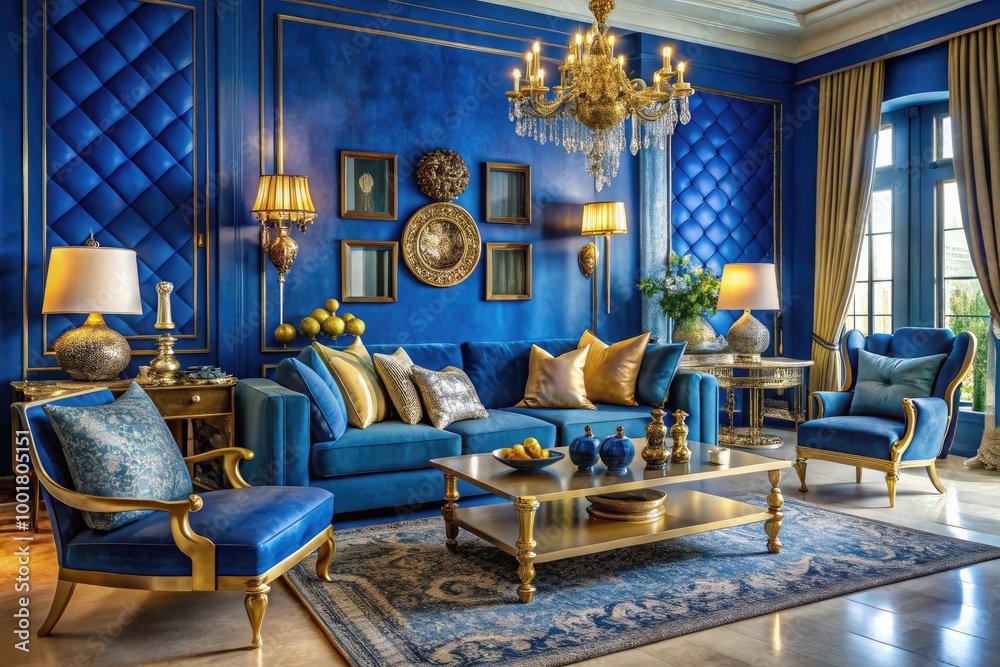 Fototapeta premium Exploring the Aesthetic Harmony of Blue and Gold Color Combinations in Design and Decor