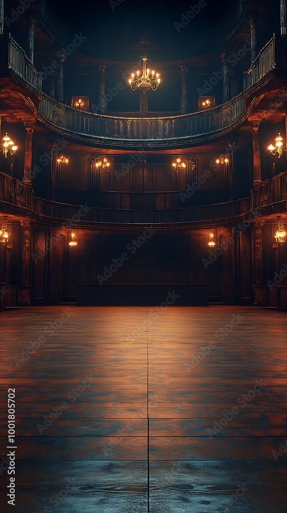 Obraz premium Theater stage glowing softly with dim lighting festival mood captured beautifully picture