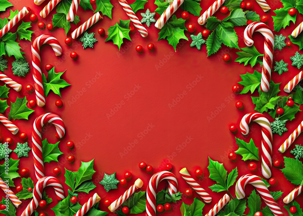 Festive Christmas Frame Featuring a Whimsical Candy Cane Pattern for Holiday Celebrations and Greetings Festive Christmas Frame Featuring a Whimsical Candy Cane Pattern for Holiday Celebrations and Greetings