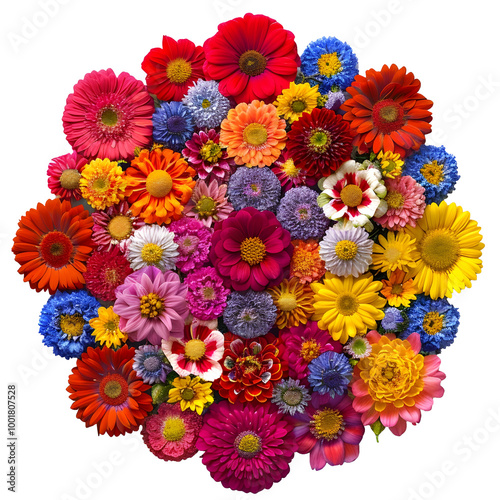 Vibrant Bouquet of Colorful Blooming Flowers in Springtime or Summer Garden Setting