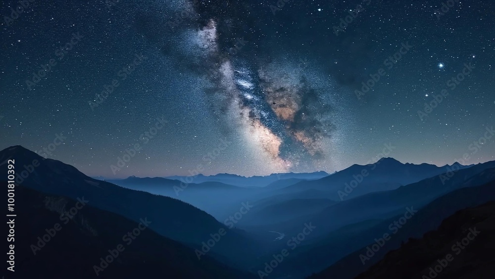 A breathtaking night sky over a mountainous landscape, featuring the Milky Way galaxy in vivid detail. A breathtaking night sky over a mountainous landscape, featuring the Milky Way galaxy in vivid detail.