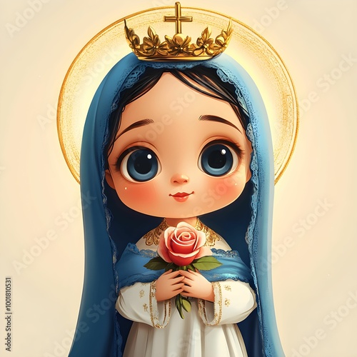 Cute watercolor holly lady clipart