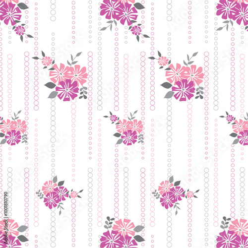 Bunch of Flowers in decorative Flowing polkas pattern