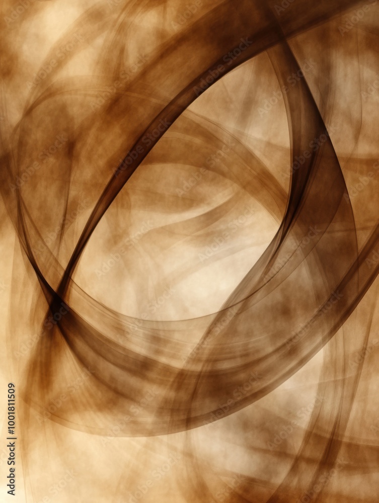 Fototapeta premium Swirling abstract patterns of smoke intertwining with deep coffee tones in a captivating visual composition. Generative AI