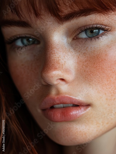 Natural beauty close up portrait with generative ai