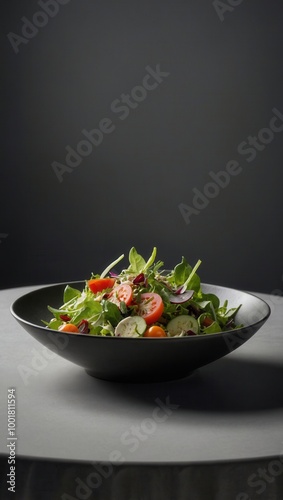 Wallpaper Mural Colorful mixed salad in a bowl with fresh greens and peppers, vibrant vegetables on a dining table Torontodigital.ca