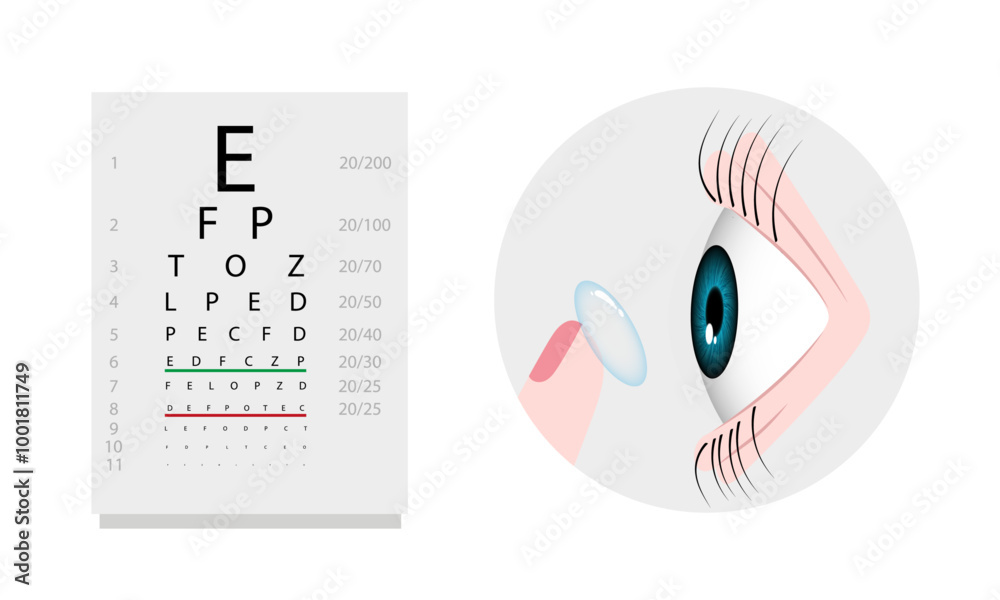 Contact lenses  with case Ophthalmology oculist  with eye test