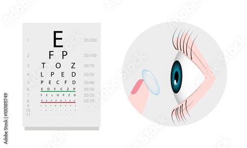 Contact lenses  with case Ophthalmology oculist  with eye test