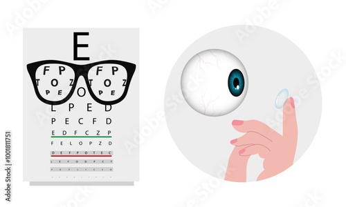 Contact lenses  with case Ophthalmology oculist  with eye test