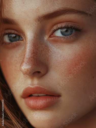 Natural beauty close up portrait with generative ai