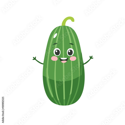 Cucumber Vegetable Cute Cartoon Fresh Animation Kawaii Healthy Character

