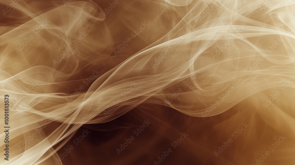 Naklejka premium Swirling abstract patterns of smoke intertwined with rich coffee tones create a captivating visual experience. Generative AI