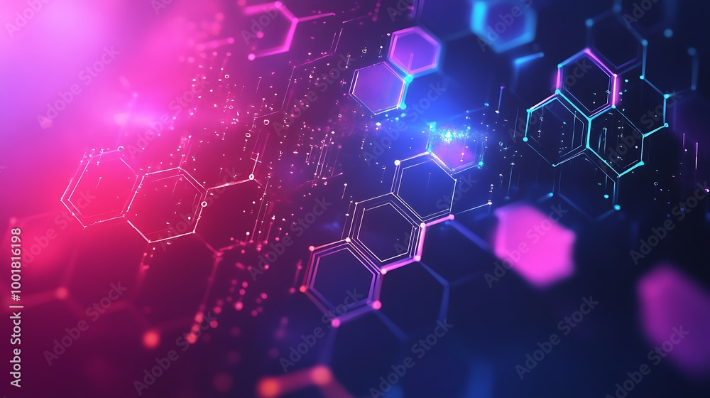 Obraz premium Abstract background with glowing hexagonal shapes.