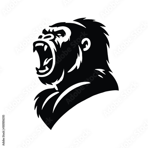 Gorilla Roaring Silhouette