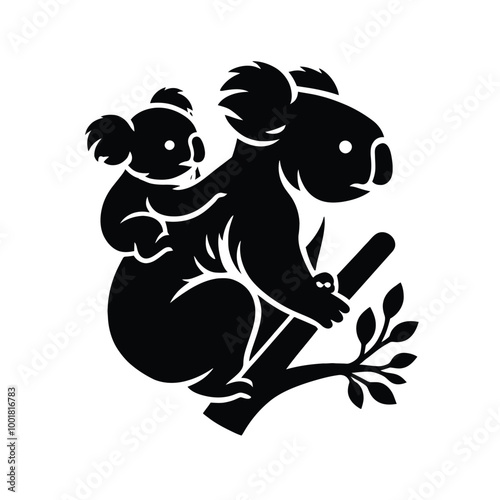 Koala Silhouette with Baby