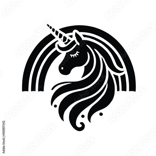 Unicorn Silhouette with Rainbow