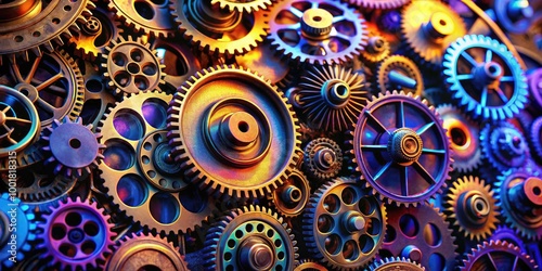 Intricate Gears and Cogs in Motion Representing Mechanisms and Engineering Concepts in Detail