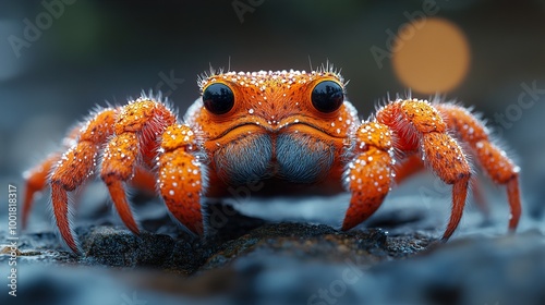 Close-Up of an Orange Spider with Large Eyes