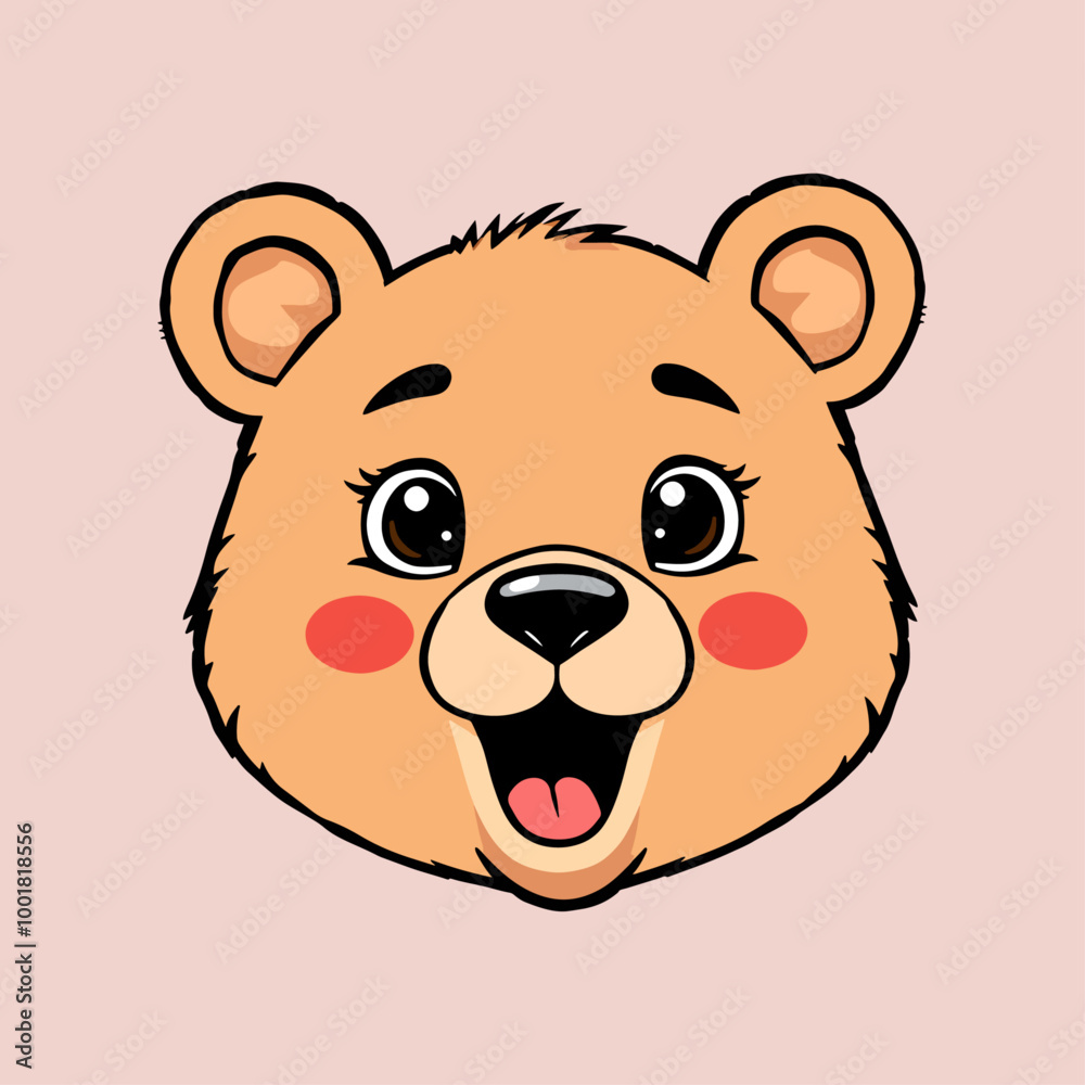 Cute Bear Head Vector Illustration