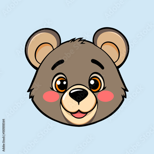 Cute Bear Head Vector Illustration