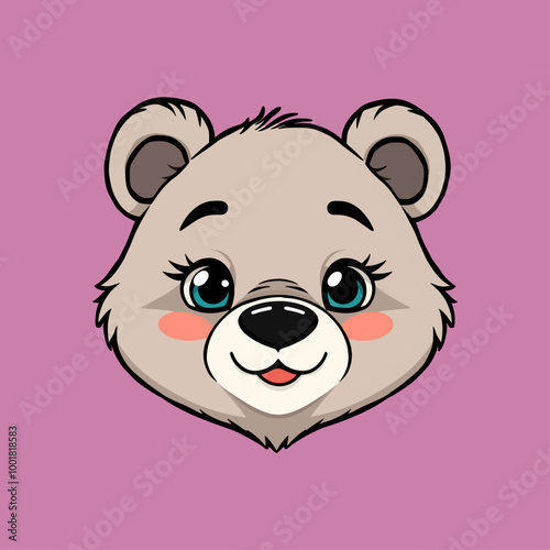 Cute Bear Head Vector Illustration