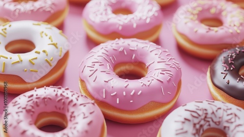 Pink donuts. Food background