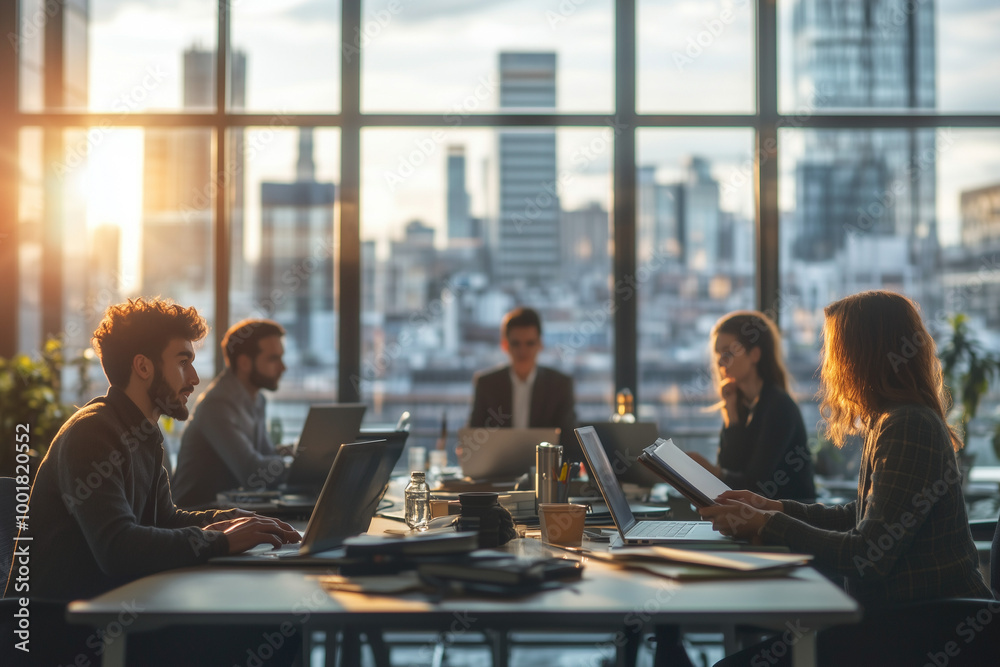 business people working together in office. business people working on laptop in cafe. AI Generated business people working together in office. business people working on laptop in cafe. AI Generated