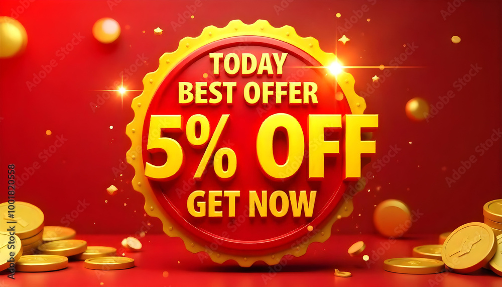 3D badge shape best offer sale promotion 5 percent discount background 3D badge shape best offer sale promotion 5 percent discount background