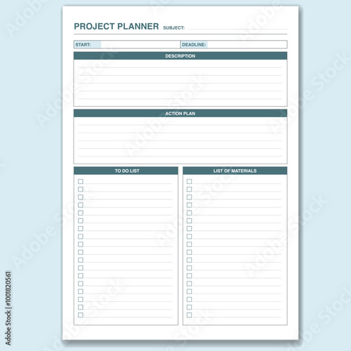 Project planner golden ratio printable template